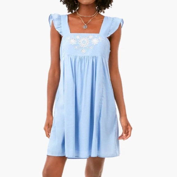 Draper James Dresses & Skirts - Draper James Maddie Embroidered Babydoll Dress in Blue Stripe
